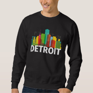 Sweatshirt Détroit Michigan USA Skyline Silhouette Contour Es