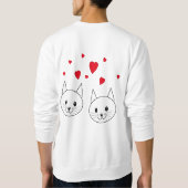 Sweatshirt Deux chats blancs mignons avec les coeurs rouges (Dos)