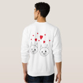 Sweatshirt Deux chats blancs mignons avec les coeurs rouges (Dos entier)