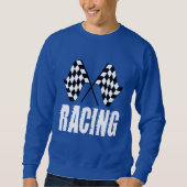 Sweatshirt Deux drapeaux de course à damiers pour la compétit (Devant)