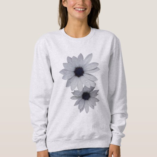 Sweatshirt deux fleurs blanches (Devant)