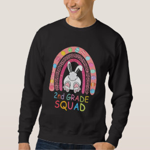 Sweatshirt Deuxième grade Rainbow Bunny Boy Girl Teacher Squa