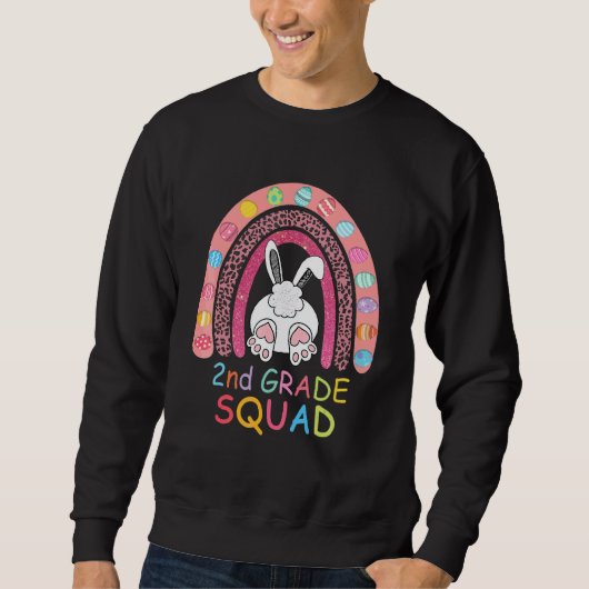 Sweatshirt Deuxième grade Rainbow Bunny Boy Girl Teacher Squa (Devant)