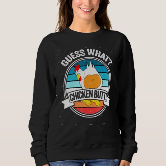 Sweatshirt Devinez Ce Bouton De Poulet Blanc Design plaisante (Devant)