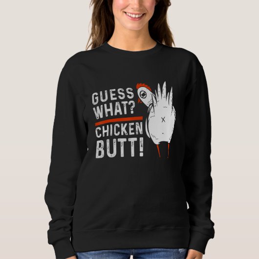 Sweatshirt Devinez quoi cul de poulet Poulet blanc Poulet (Devant)