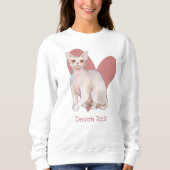 Sweatshirt Dévon Rex Chat Aquarelle Kitty Coeur rose (Devant)