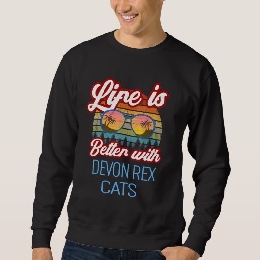 Sweatshirt Devon Rex Retro Sunset Life est meilleur avec Devo (Devant)