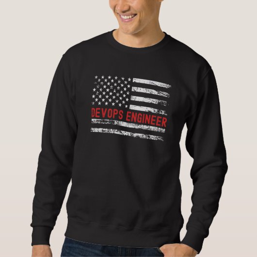Sweatshirt Devops Engineer USA Drapeau Profession Rétro Titre (Devant)