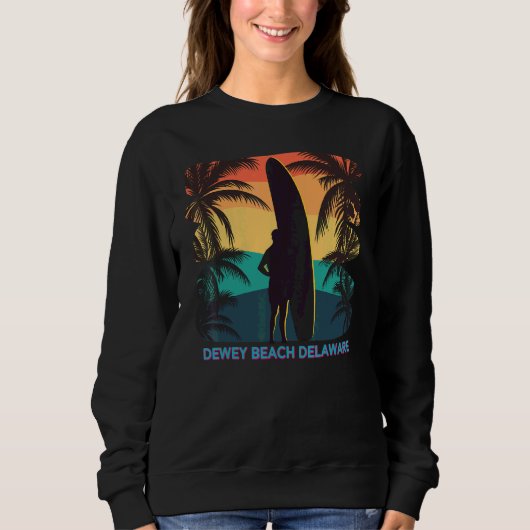 Sweatshirt Dewey Beach Delaware De Palm Tree Surfer (Devant)