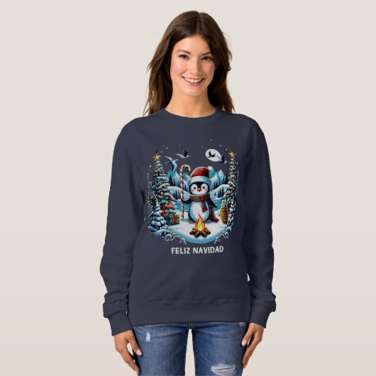 Sweatshirt d'hiver de Pingouin mignon (Devant entier)