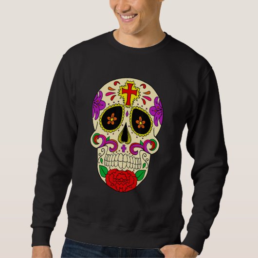 Sweatshirt Dia De Los Muertos Flower Flower Mask Skull (Devant)