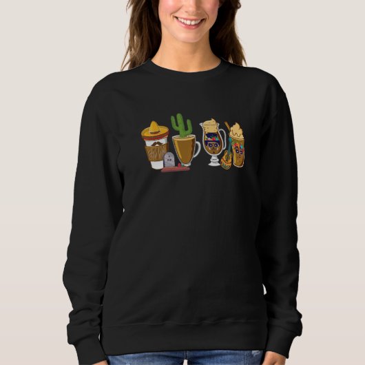 Sweatshirt Dia De Los Muertos Halloween Day Of Dead Coffee Mu (Devant)