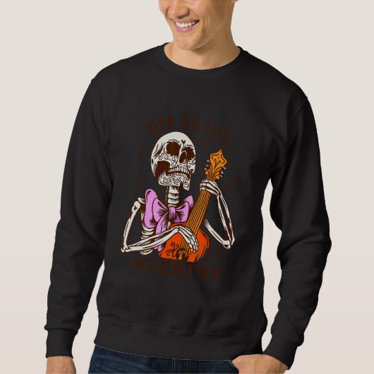 Sweatshirt Dia De Los Muertos Skeleton Colourful Bow Music Gu (Devant)
