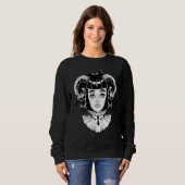 Sweatshirt Diable cornu Satanique Halloween Glitch Goth Emo P (Devant entier)