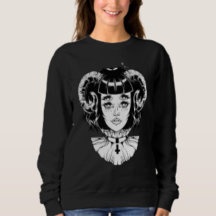 Sweatshirt Diable cornu Satanique Halloween Glitch Goth Emo P