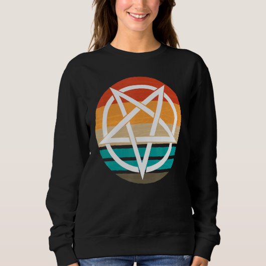 Sweatshirt Diable de pentagramme rétro 666 (Devant)