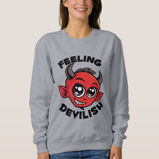Sweatshirt Diable Mignon Qui Sourit (Devant)