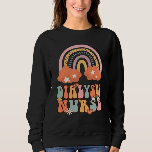 Sweatshirt Dialysis Nurse Nephrology Nursing Groovy Retro Rai (Devant)
