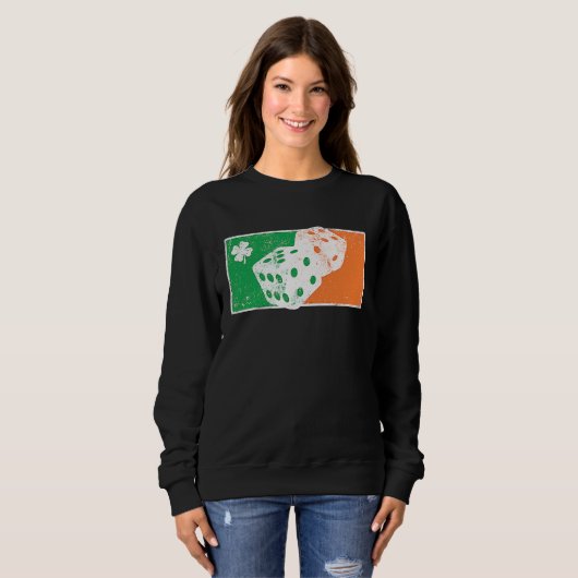Sweatshirt Dice Game St Patrick's Day Irish Flag C Distressed (Devant entier)