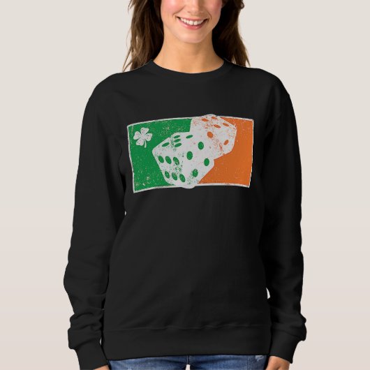 Sweatshirt Dice Game St Patrick's Day Irish Flag C Distressed (Devant)