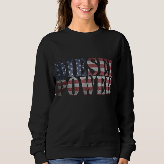 Sweatshirt Diesel Power American Flag - Truck Mechanic Gift (Devant)
