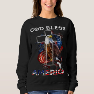 Sweatshirt Dieu Béni L'Amérique Jésus Cross Bald Eagle 4e Ju