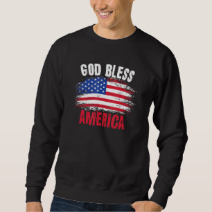 Sweatshirt Dieu Bénit L'Amérique Avec Des Drapeaux Américains