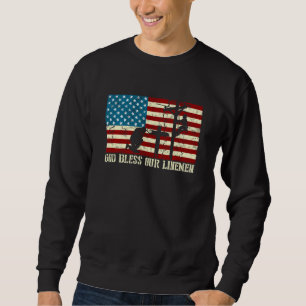 Sweatshirt Dieu bénit notre Cool Linemen American Flag Electr