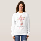 Sweatshirt Dieu Religieux Femmes Croix Florale (Devant entier)