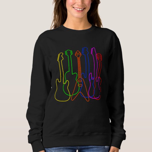 Sweatshirt Different guitars outline guitarists musicians (Devant)