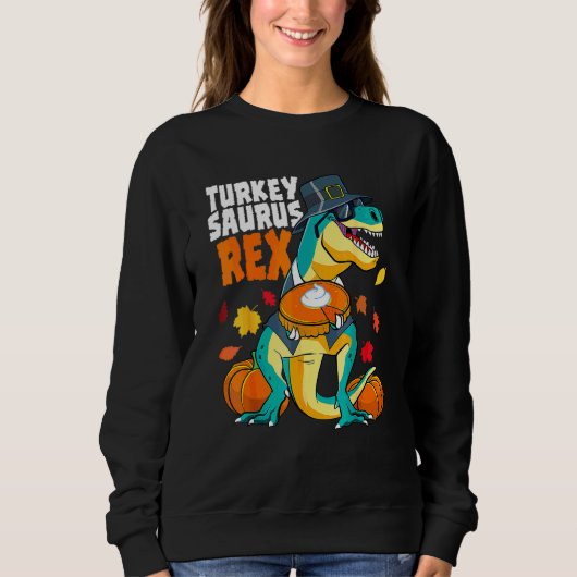 Sweatshirt Dinde de Thanksgiving Garçons Dinosaure Saurus Rex (Devant)
