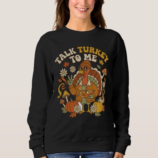 Sweatshirt Dinde Groovy Automne Pause Café (Devant)
