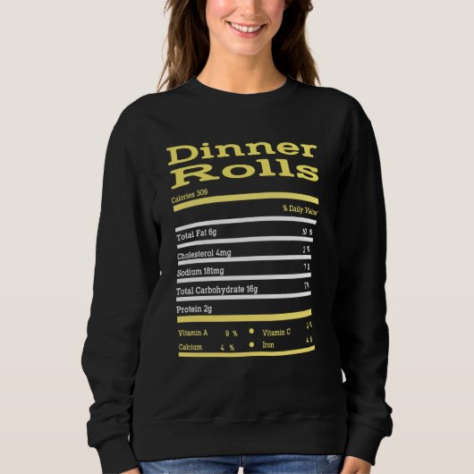 Sweatshirt Dîner amusant Rolls Nutrition Fact Thanksgiving Ch (Devant)
