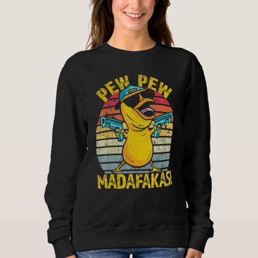 Sweatshirt Dingue mangeur de poulet Pew Pew Madafakas (Devant)