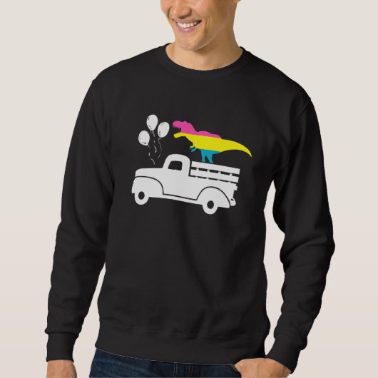 Sweatshirt Dinosaur Camion Lgbt Q Pansexual Pride Drapeau (Devant)