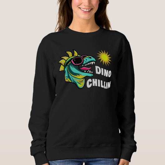 Sweatshirt Dinosaur Enjoying The Sunshine In Sunglasses Fun R (Devant)