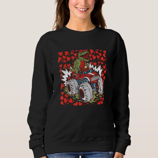 Sweatshirt Dinosaur équitation Monster Camion Valentines Jour (Devant)
