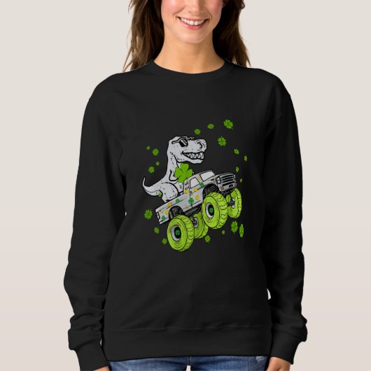 Sweatshirt Dinosaur Monster Truck St Patrick's Day Boys Men (Devant)