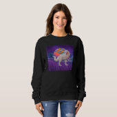 Sweatshirt Dinosaur Rétro Ordinateur Paysage Sunset Vaporwave (Devant entier)
