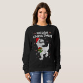 Sweatshirt Dinosaur Rex Merry Christmas Lights  Xmas Boys Kid (Devant entier)