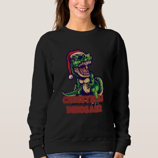 Sweatshirt Dinosaure vert de Noël | Design de dinosaure (Devant)