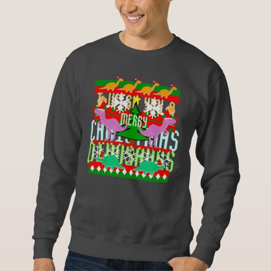 Sweatshirt Dinosaures laids de chandail de Noël (Devant)