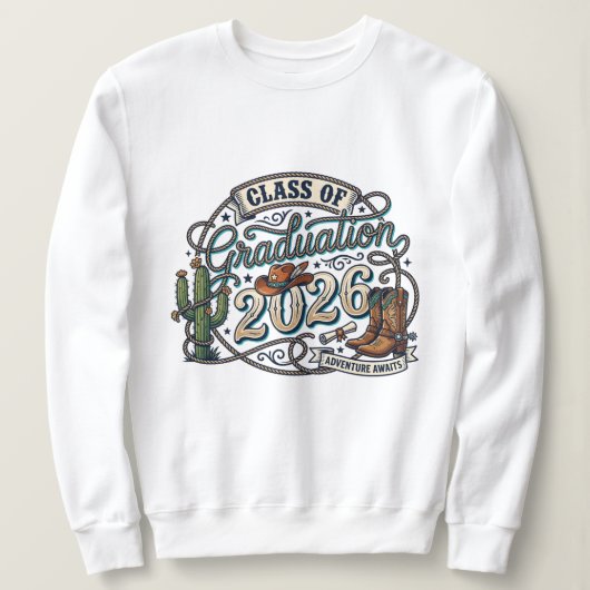 Sweatshirt Diplômé de style occidental 2026 (Design devant)