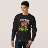 Sweatshirt Directeurs d'école aiment les cerveaux Prof zombie (Devant entier)