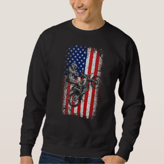 Sweatshirt Dirt Bike Drapeau Américain Motocross Biker 4 Juil