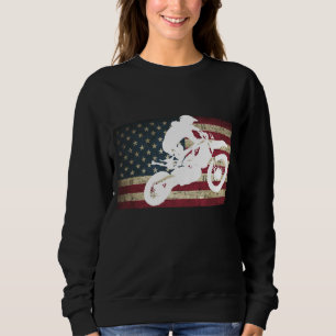 Sweatshirt Dirt Bike Silhouette Distress American Flag Moto