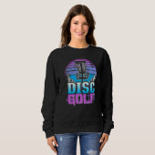 Sweatshirt Disk Golf Basket 90s Synthwave Sunset Retrowave Fr (Devant entier)