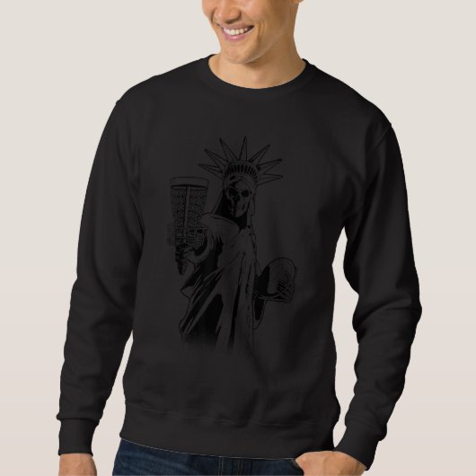 Sweatshirt Disk Golf Player Gothic Skeleton Statue De La Libe (Devant)