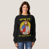 Sweatshirt Disk Golf Que Jésus Jeterait Frisbee Golf (Devant entier)