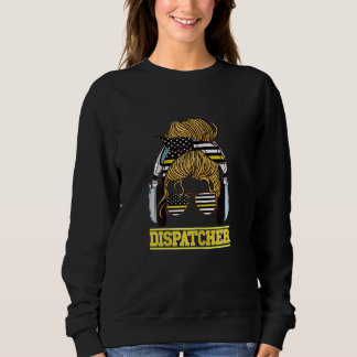 Sweatshirt Dispatcher Messy Bun Girl Sunglass Usa America 911